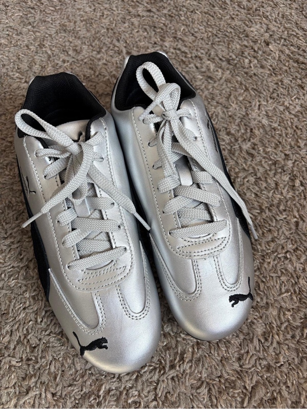 Puma Speedcat Metallic Silver Black Women's Sneakers 405357-01 Size 8.5